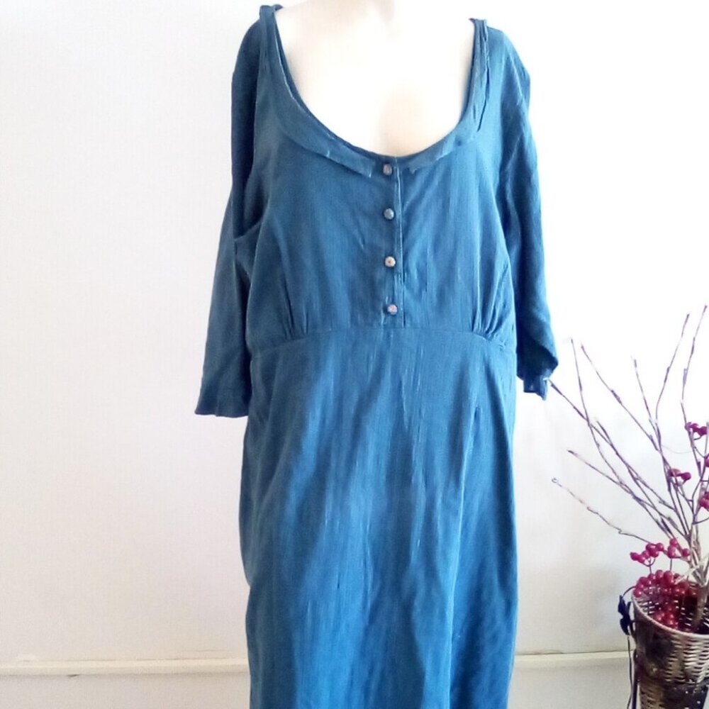 April Cornell Prairie Dress  Painted Flower Buttons Size W1 Bust 50" Doubled